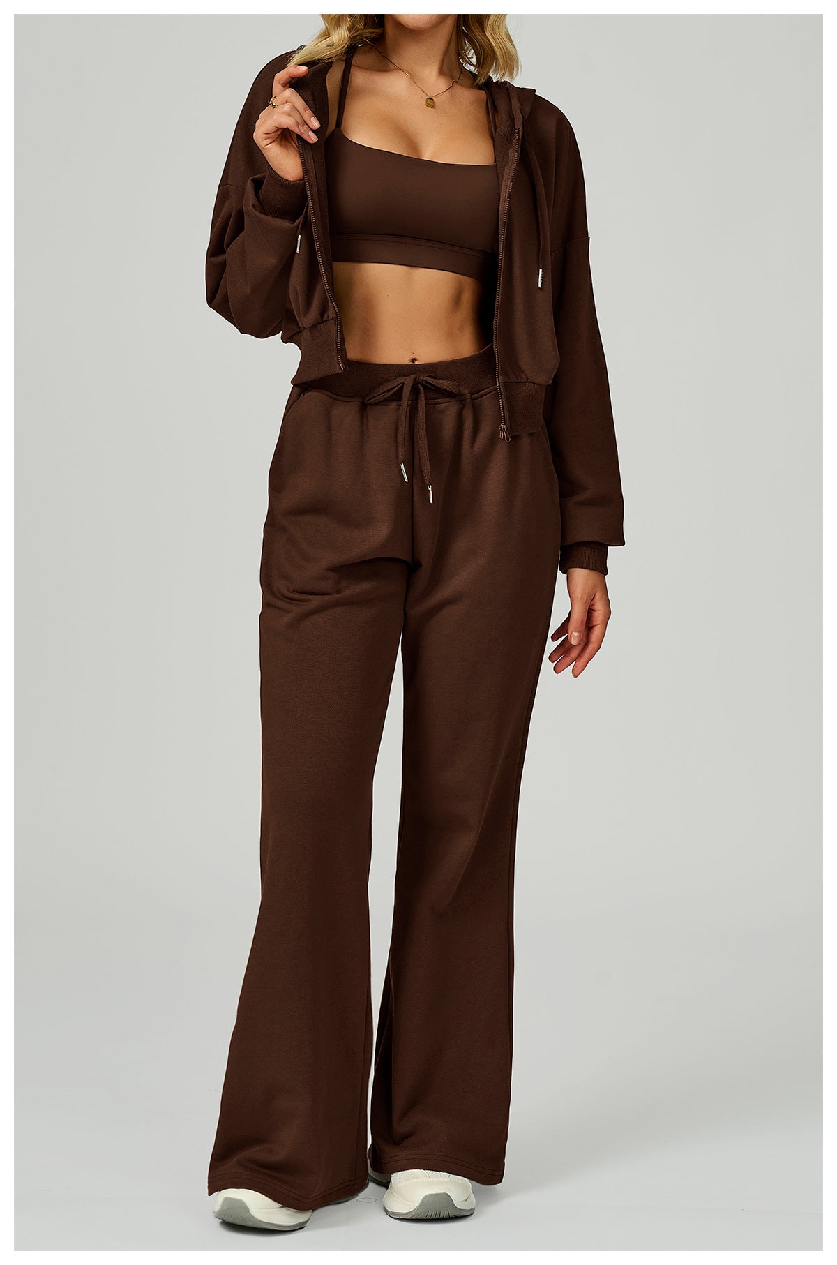 Autumn Winter Zipper Sports Sweater Hooded Casual Loose All Matching Hoodie Women Running Fitness Sportswear - kinko Global Holdings inc