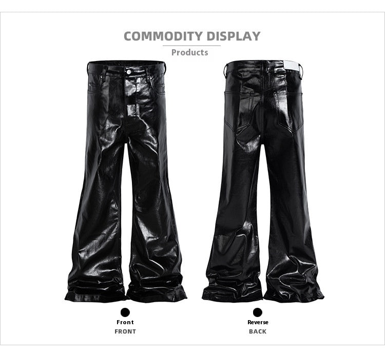 Black Coated Shiny Patent Leather Skinny Jeans - kinko