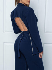 Elegant Sparkling Adjustable Backless Blazer - kinko