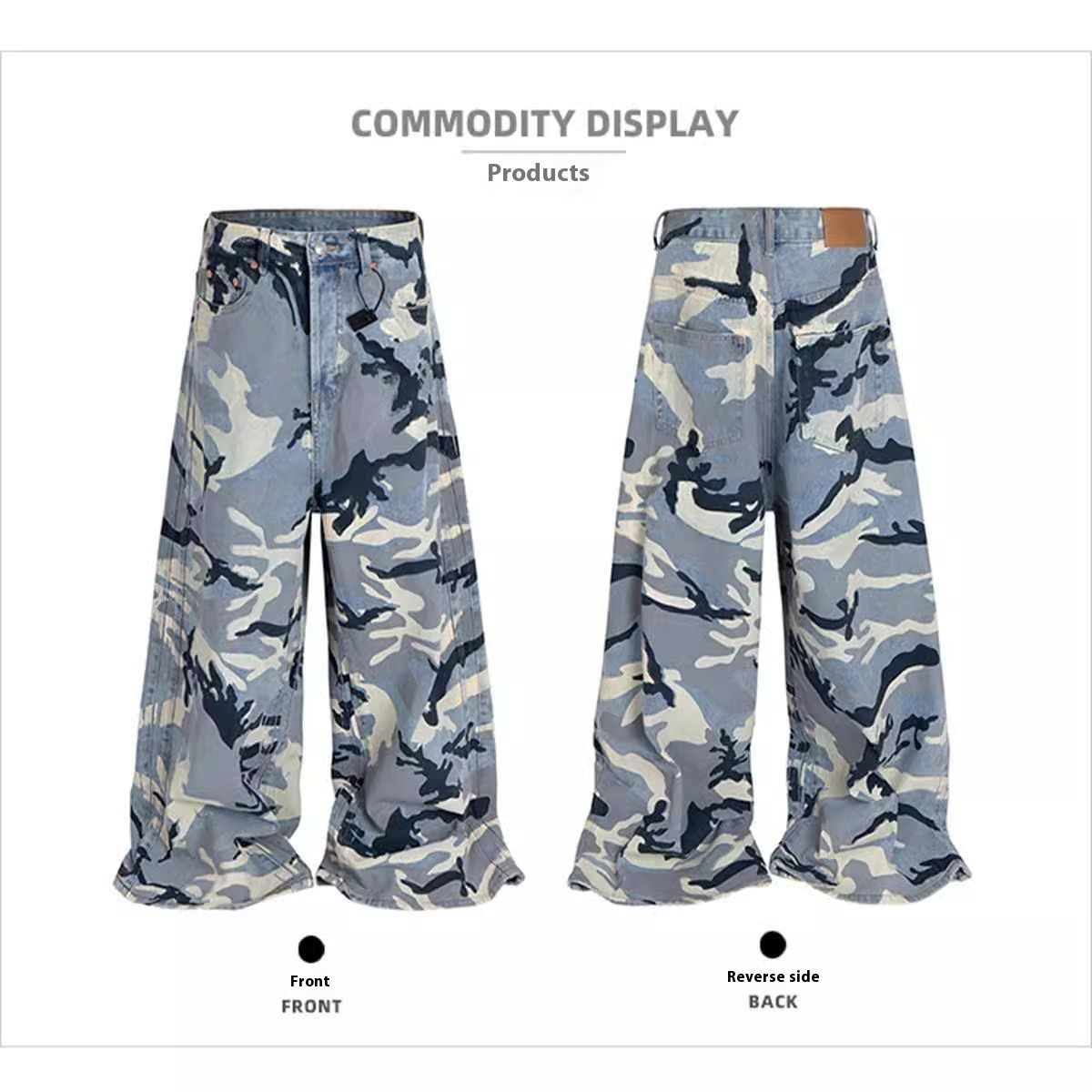 Snow Camouflage Blue Men's And Women's Jeans - kinko