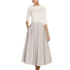 Formal Banquet Temperament Formal Daily Style Off-shoulder Half Sleeve Dress - kinko