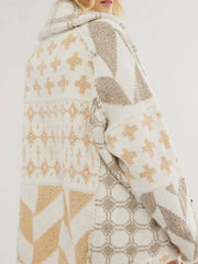 Collared Neck Long Sleeve Cardigan - kinko