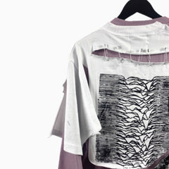 Artistic Print With Two Pieces Of Distressed Long Sleeves - kinko