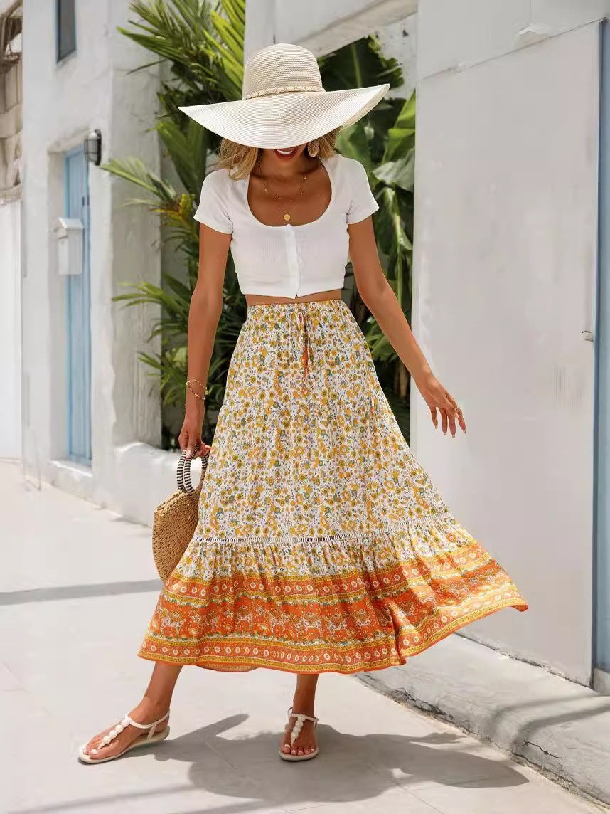 Maxi Skirt Cotton Bohemian Beach Resort Skirt - kinko
