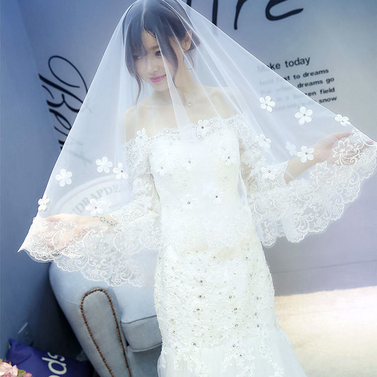 New Style Veil Korean Lace Petal Veil - kinko