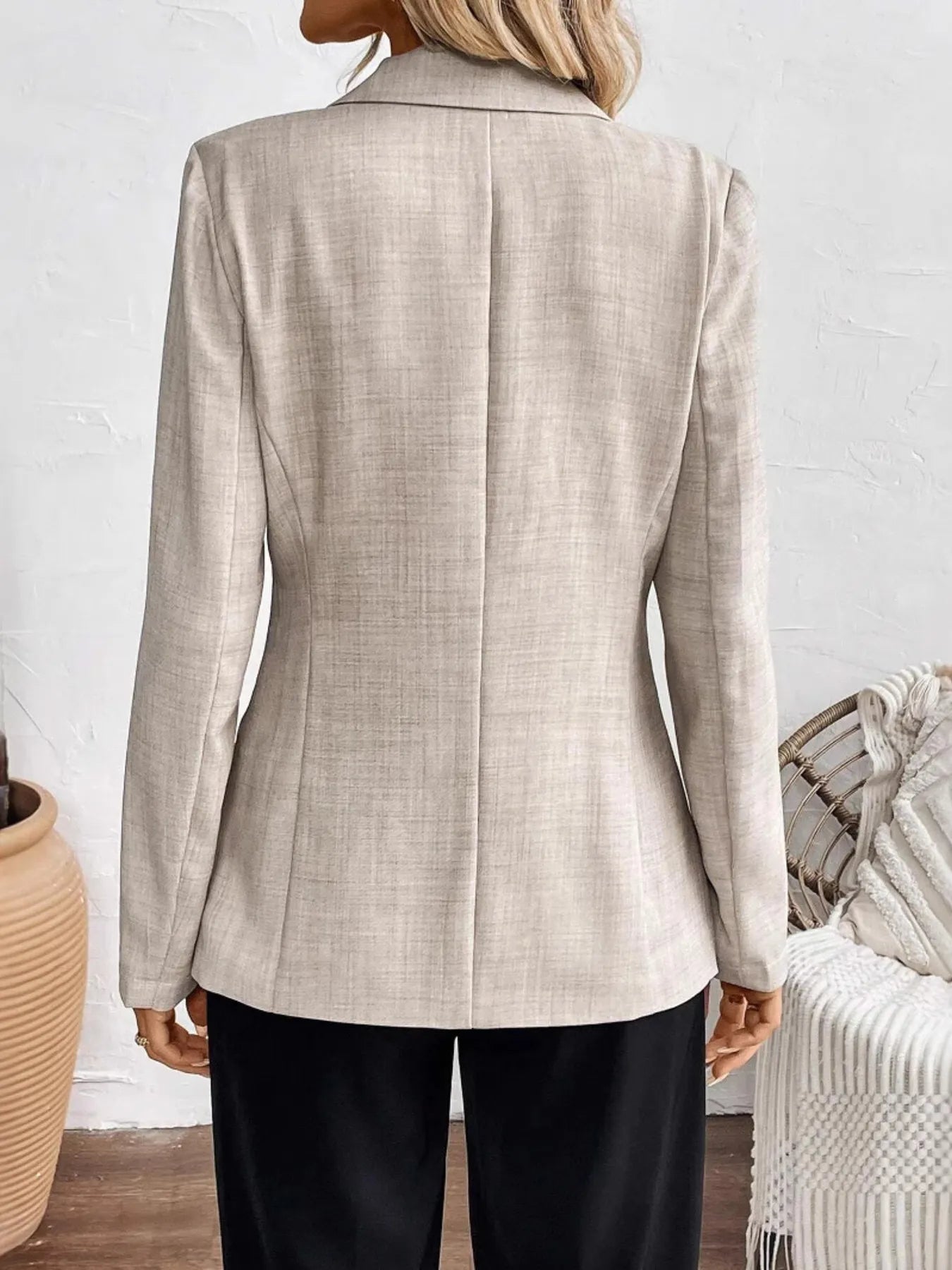 One Button Lapel Collar Blazer - kinko