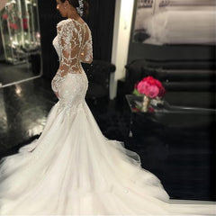 Trailing White Temperament Is Thin And Long Lace Wedding Dress - kinko
