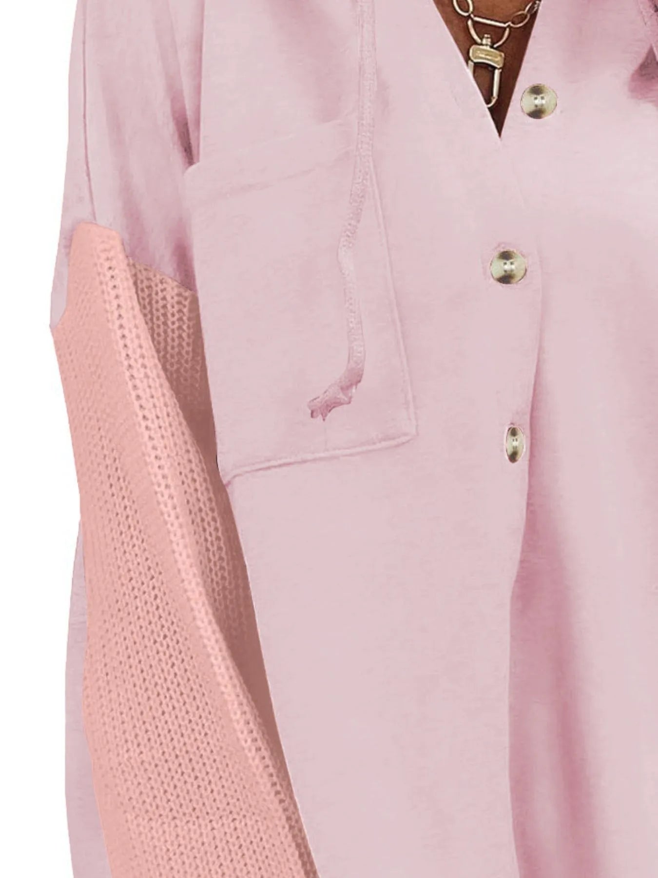 Drawstring Button Front Hoodie - kinko