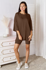 Basic Bae Full Size Soft Rayon Three-Quarter Sleeve Top and Shorts Set - kinko