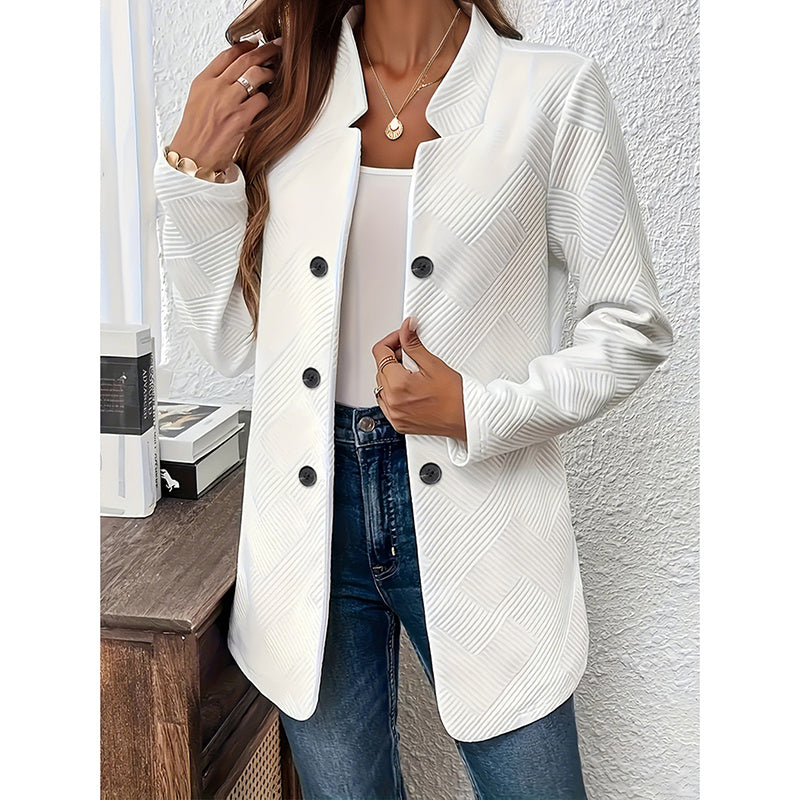 Women's Casual Business Open Front Cardigan Coat Long Sleeve Notch Collar Office Blazer Jacket - kinko