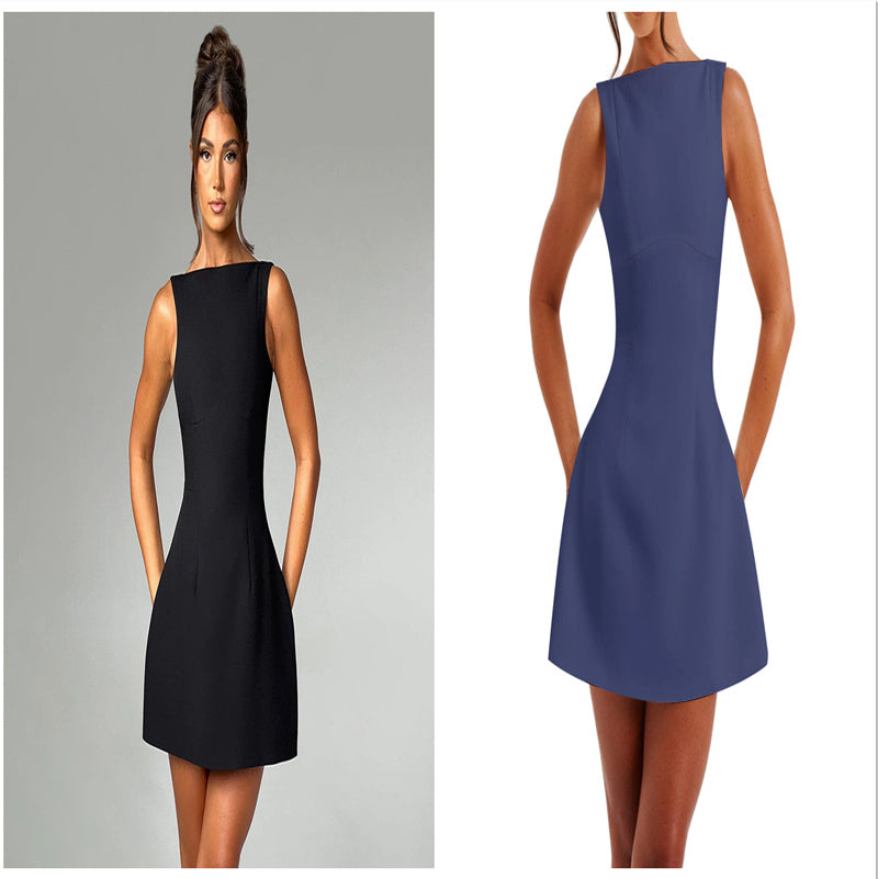 Sexy Slim-fitting Backless Dress Summer Sleeveless Short Dresses - kinko