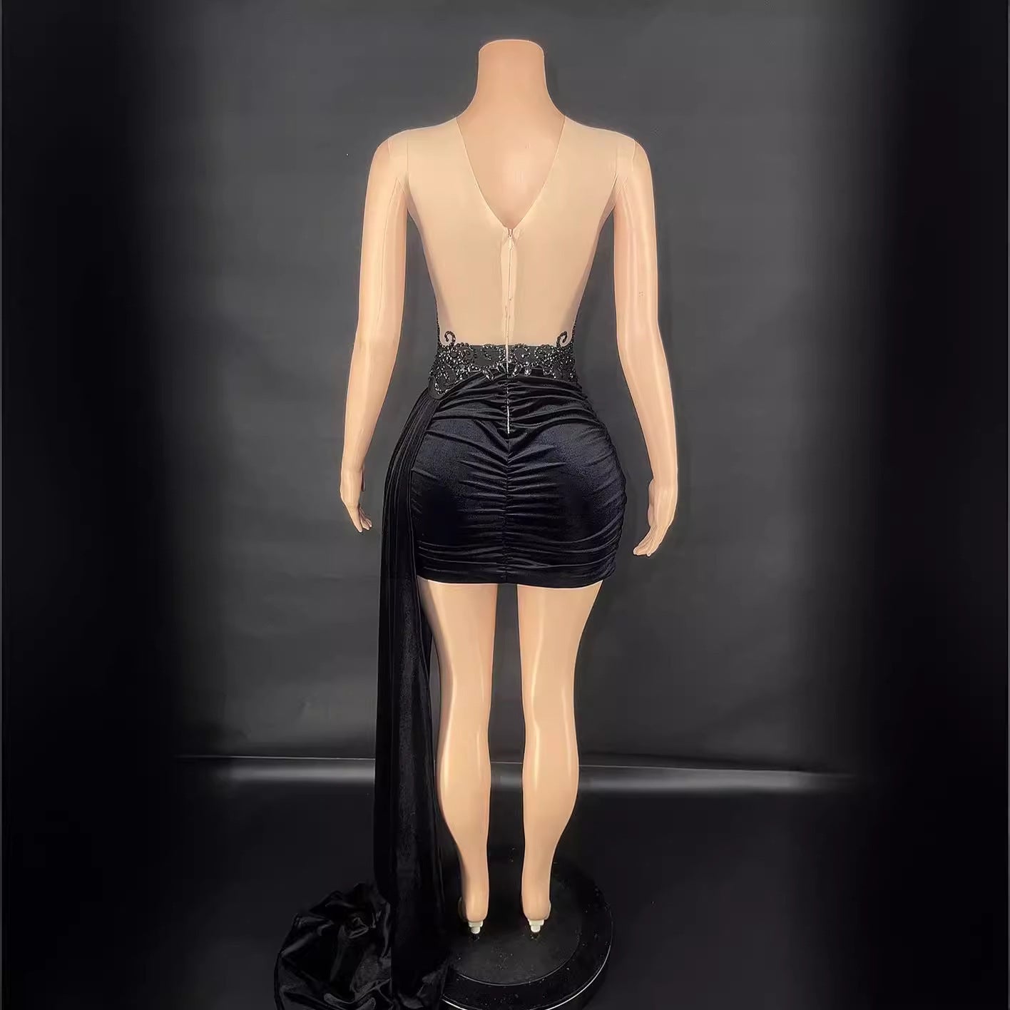 Summer Luxury Evening Dress Female Singer Stage Costume Senior Dress Side Trailing Skirt - kinko