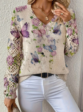 Printed Casual Cape Coat Cardigan Sweater - kinko