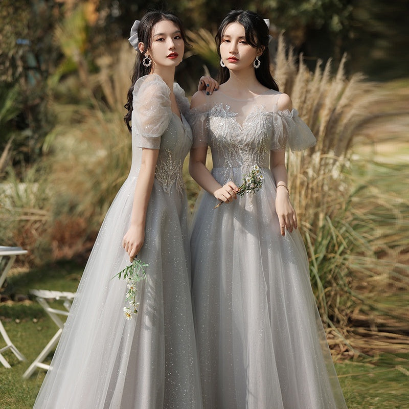 Dress Sisters Dress Female Gray Slim Fit Girlfriend Clothes - kinko