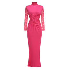 Vintage Lace Pleated Waist Tight Dress - kinko