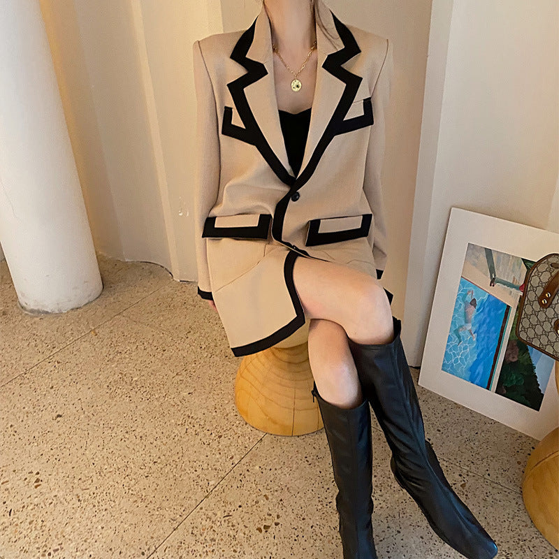 Stitching fashionable Street Blazer suit for women - kinko