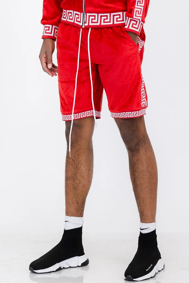 WEIV Men's Full Size Status Print Velour Suede Shorts Plus Size - kinko