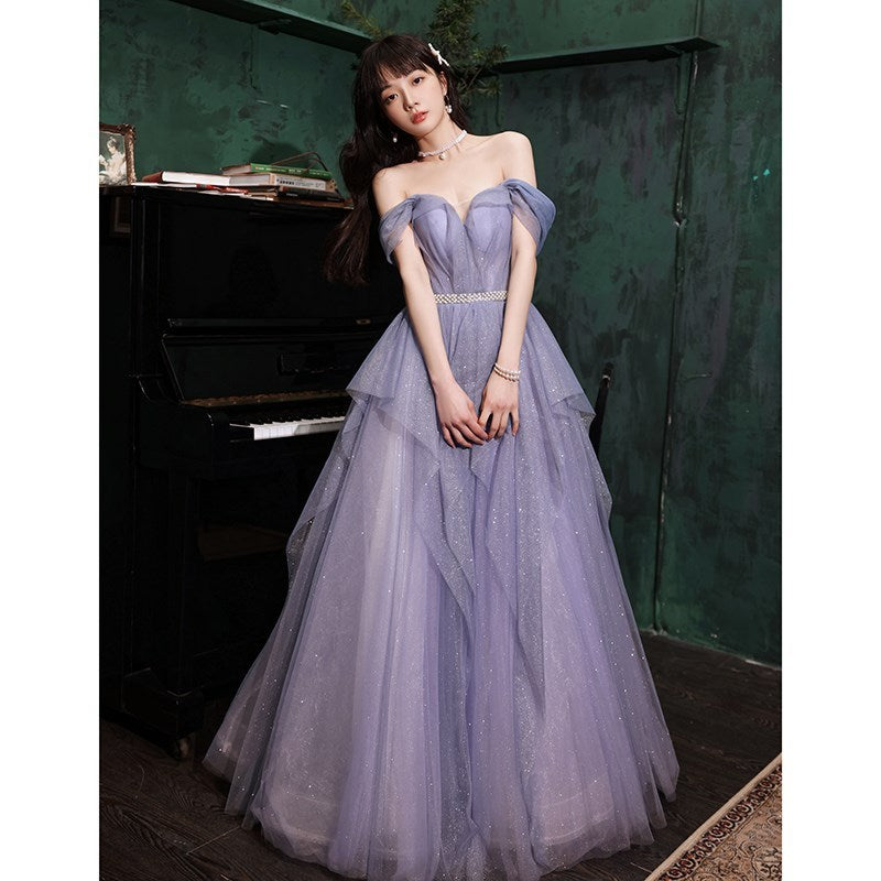 Banquet Evening Purple Annual Meeting Host Performance Dress - kinko