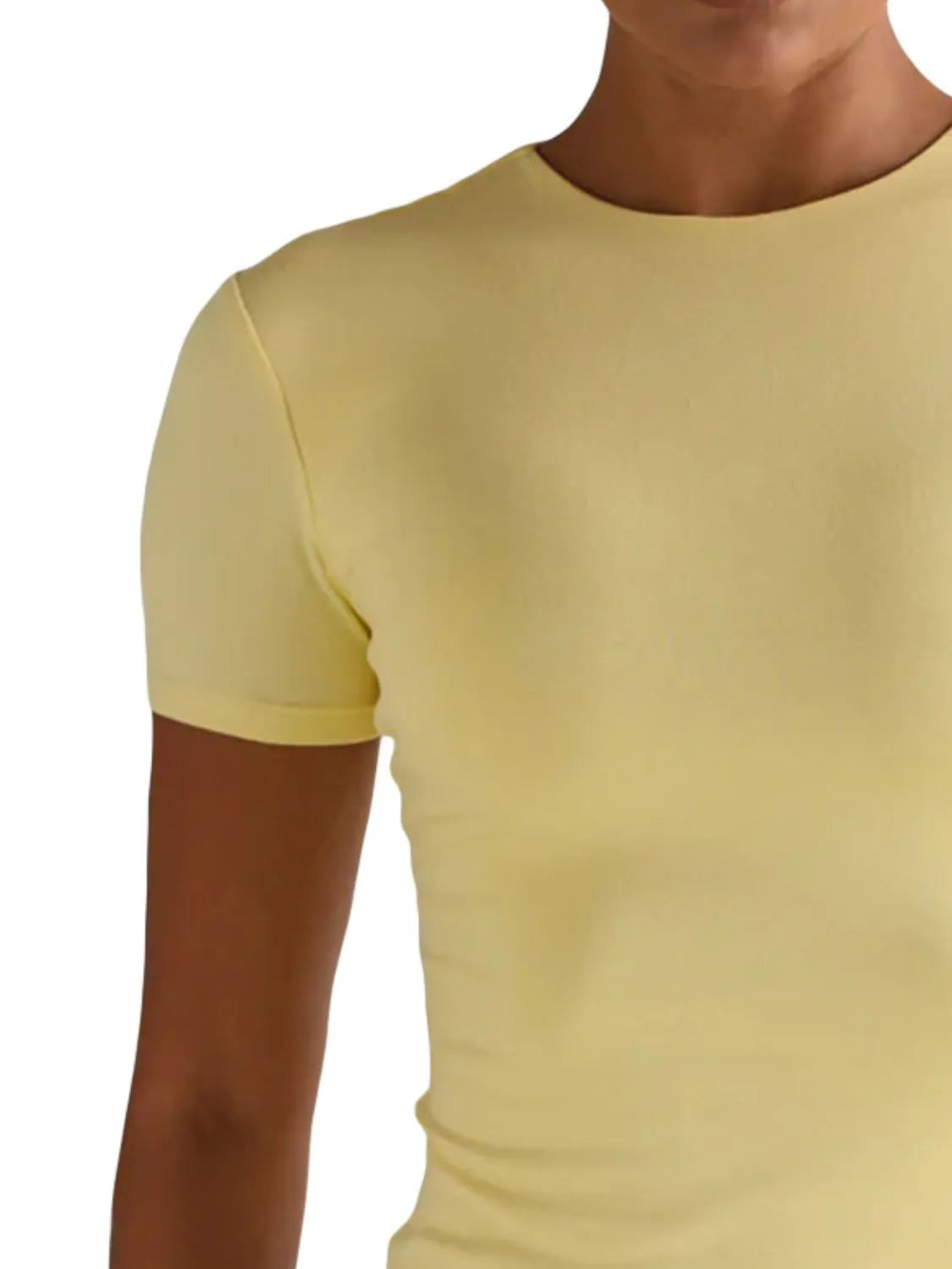 Round Neck Short Sleeve Swim Top - kinko