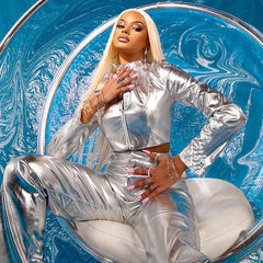 Fall Winter Fashion PU Metallic Collar Zipper Coat For Women