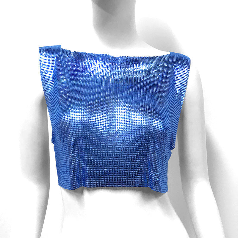 Women's Metal Sequins Top Sweet And Spicy Style Vest - kinko