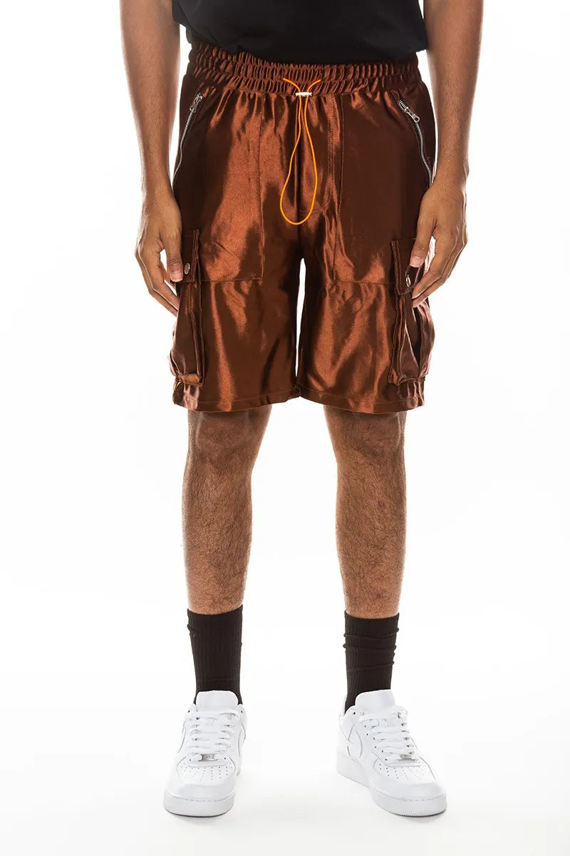 WEIV Men's Full Size Satin Street Cargo Shorts Plus Size - kinko