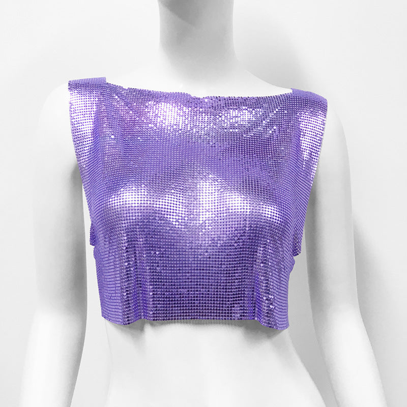 Women's Metal Sequins Top Sweet And Spicy Style Vest - kinko