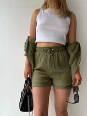 Button Up Shirt and Shorts Set - kinko