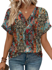 Women's Casual Round Neck Striped T-shirt Top - kinko