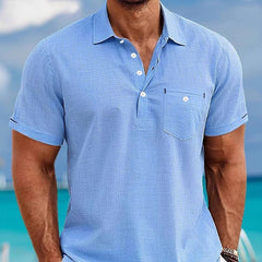 Men's Lapel Single Pocket Fashion Short Sleeve Shirt - kinko
