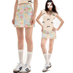 Women's Floral Skirt Summer High Waist Petite Short Dress Summer - kinko