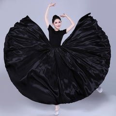 Simple Solid Color Performance Skirt With Large Swing - kinko
