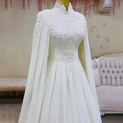 Lace Slim Long Sleeve Fishtail Wedding Dress - kinko