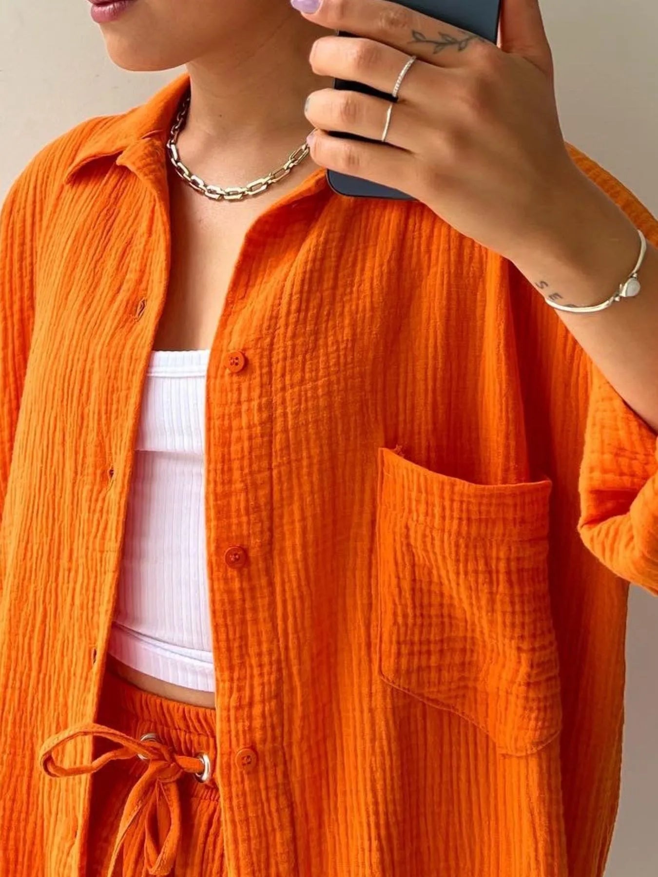 Button Up Shirt and Shorts Set - kinko