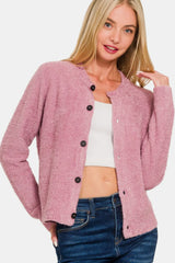 Zenana Button Down Long Sleeve Sweater Cardigan - kinko