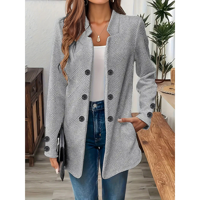 Women's Casual Business Open Front Cardigan Coat Long Sleeve Notch Collar Office Blazer Jacket - kinko