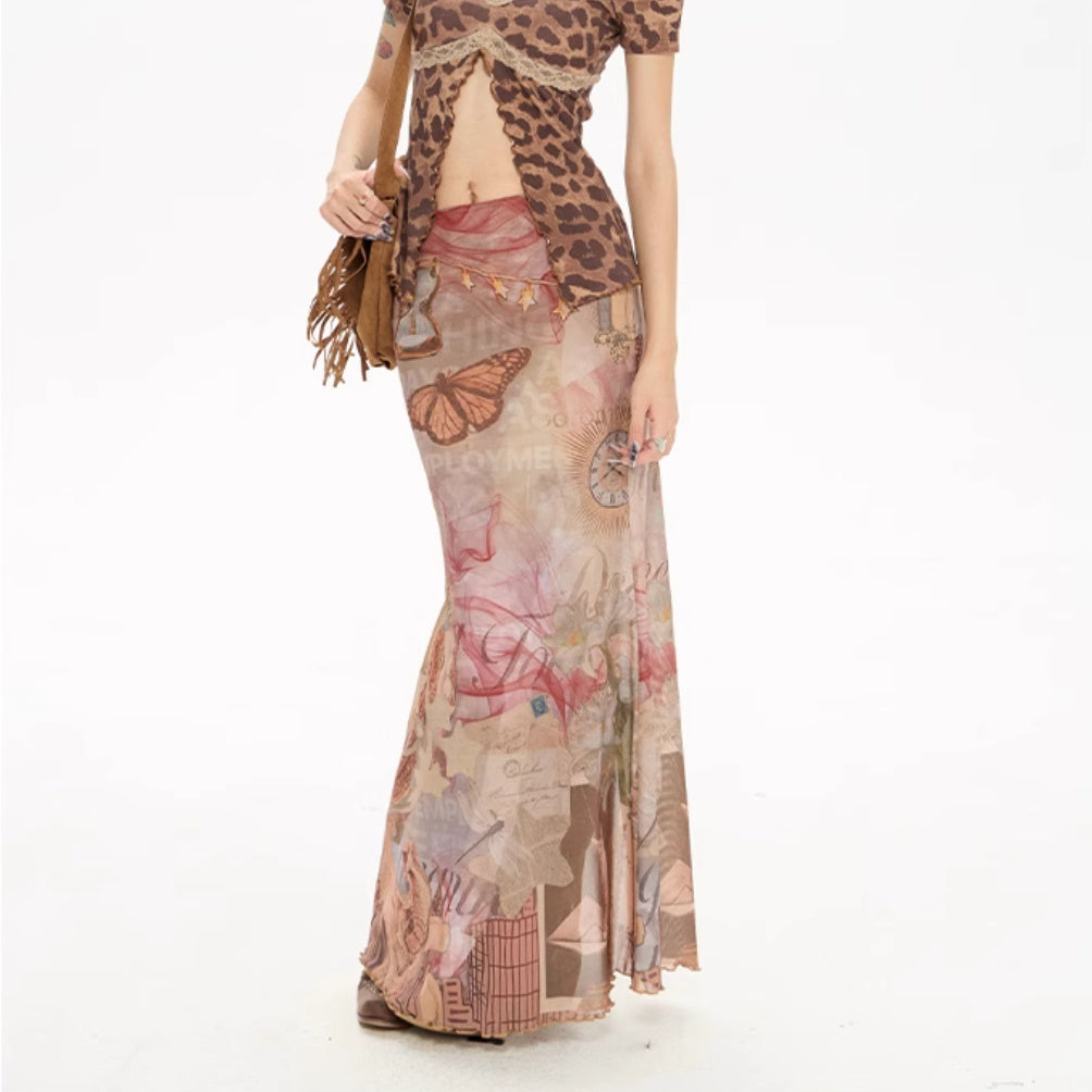 Printing Skirt Women's Summer Fishtail Length Skirt - kinko