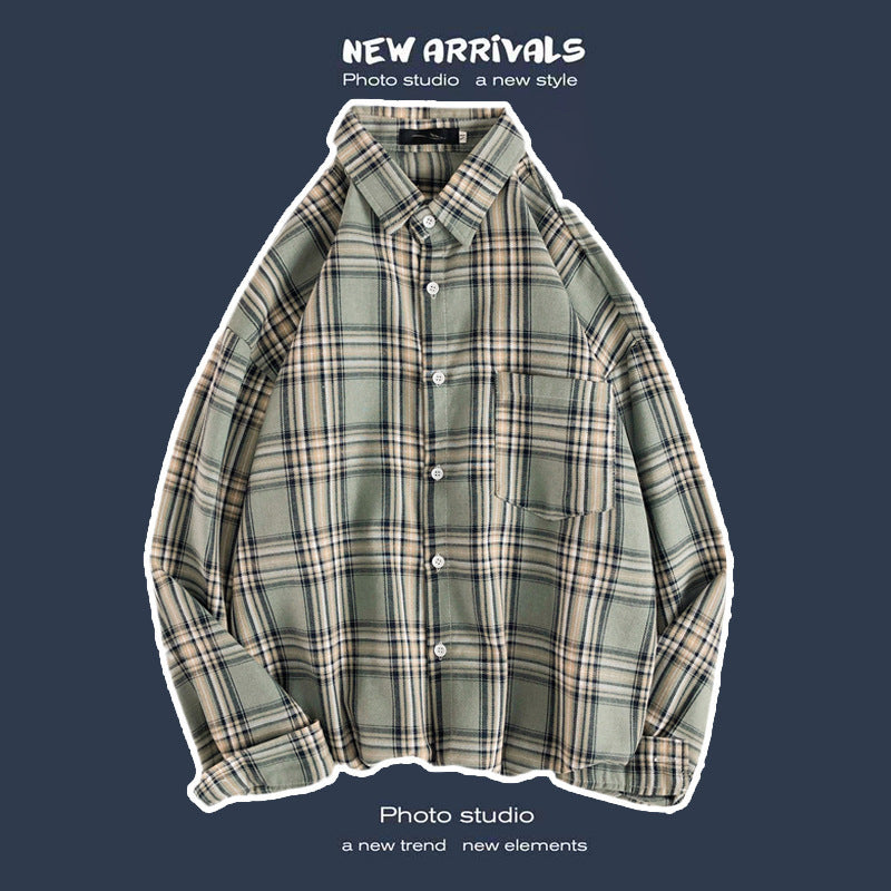 Loose Fashion Personality Men's Retro Plaid Coat - kinko