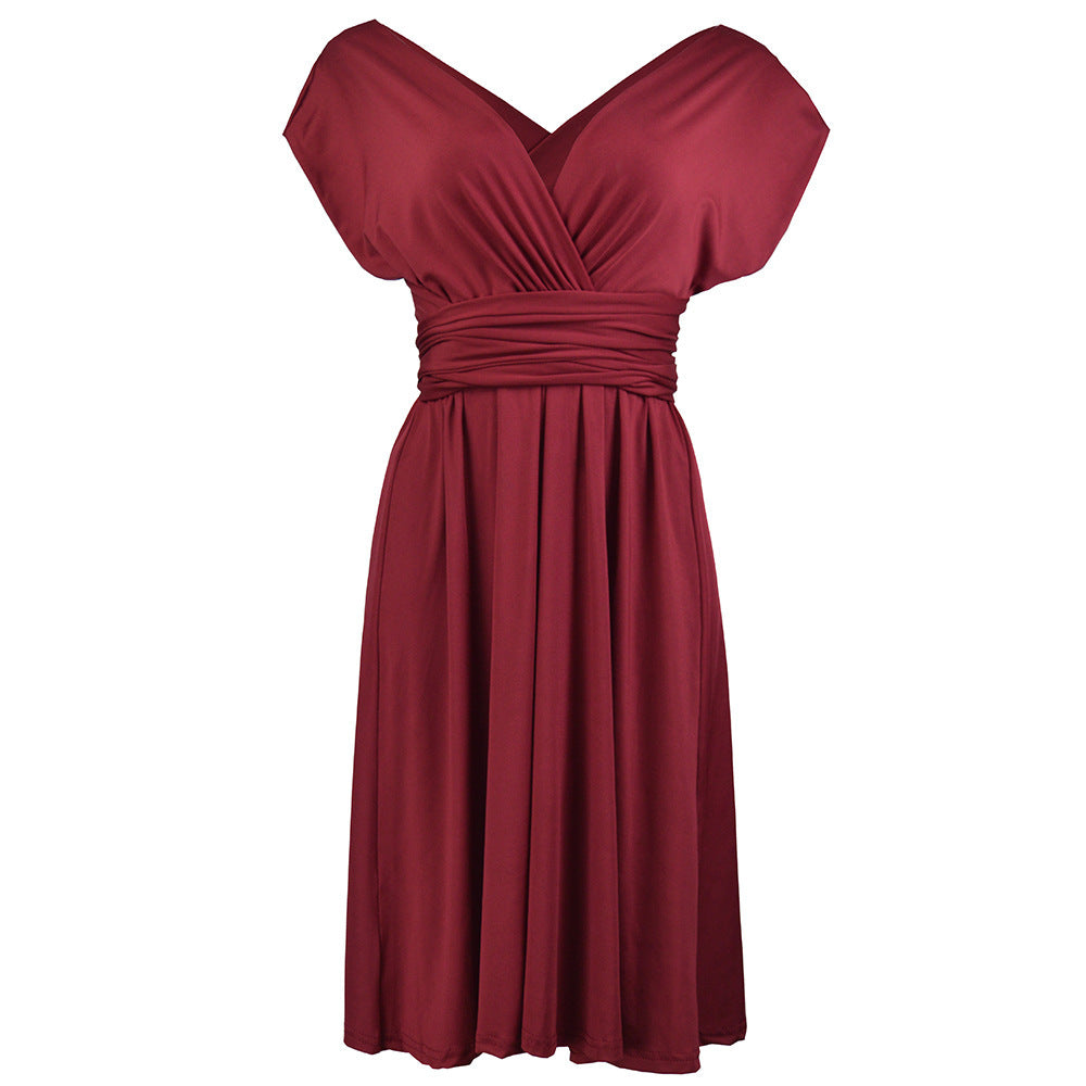 Multiple Wear Lace-up Plus Size Women's Clothing Dress - kinko