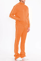 WEIV Men's Zip Up Jacket and Flared Pants Set - kinko