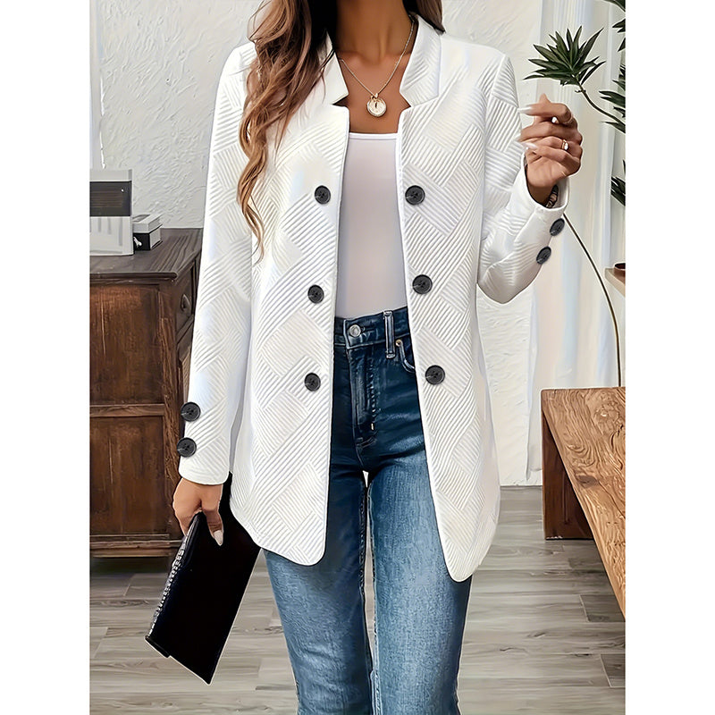 Women's Casual Business Open Front Cardigan Coat Long Sleeve Notch Collar Office Blazer Jacket - kinko