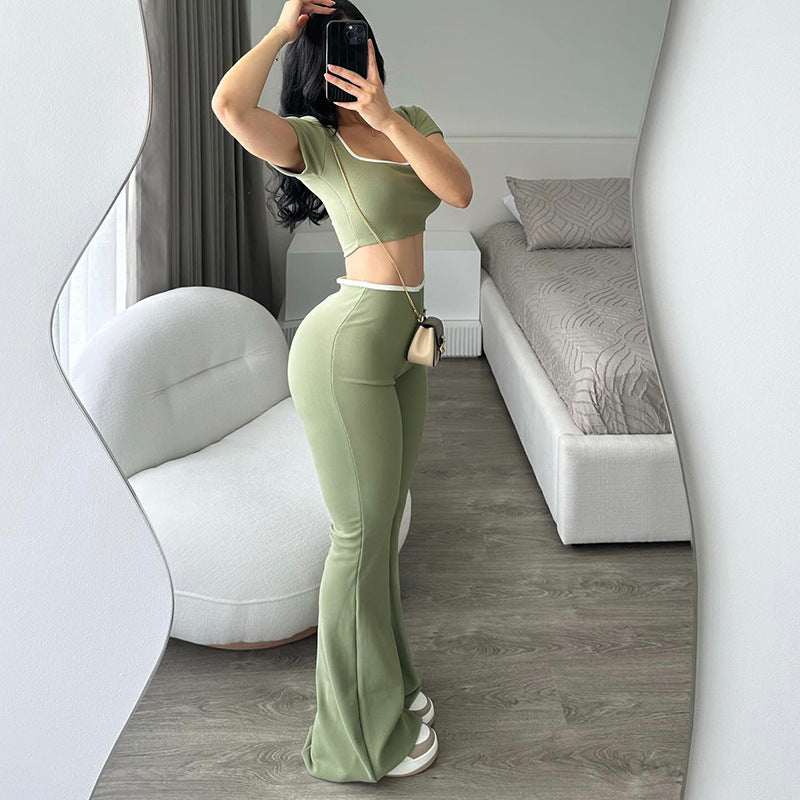 Comfortable Low Waist Elastic Navel Slightly Pull Slimming Suit - kinko