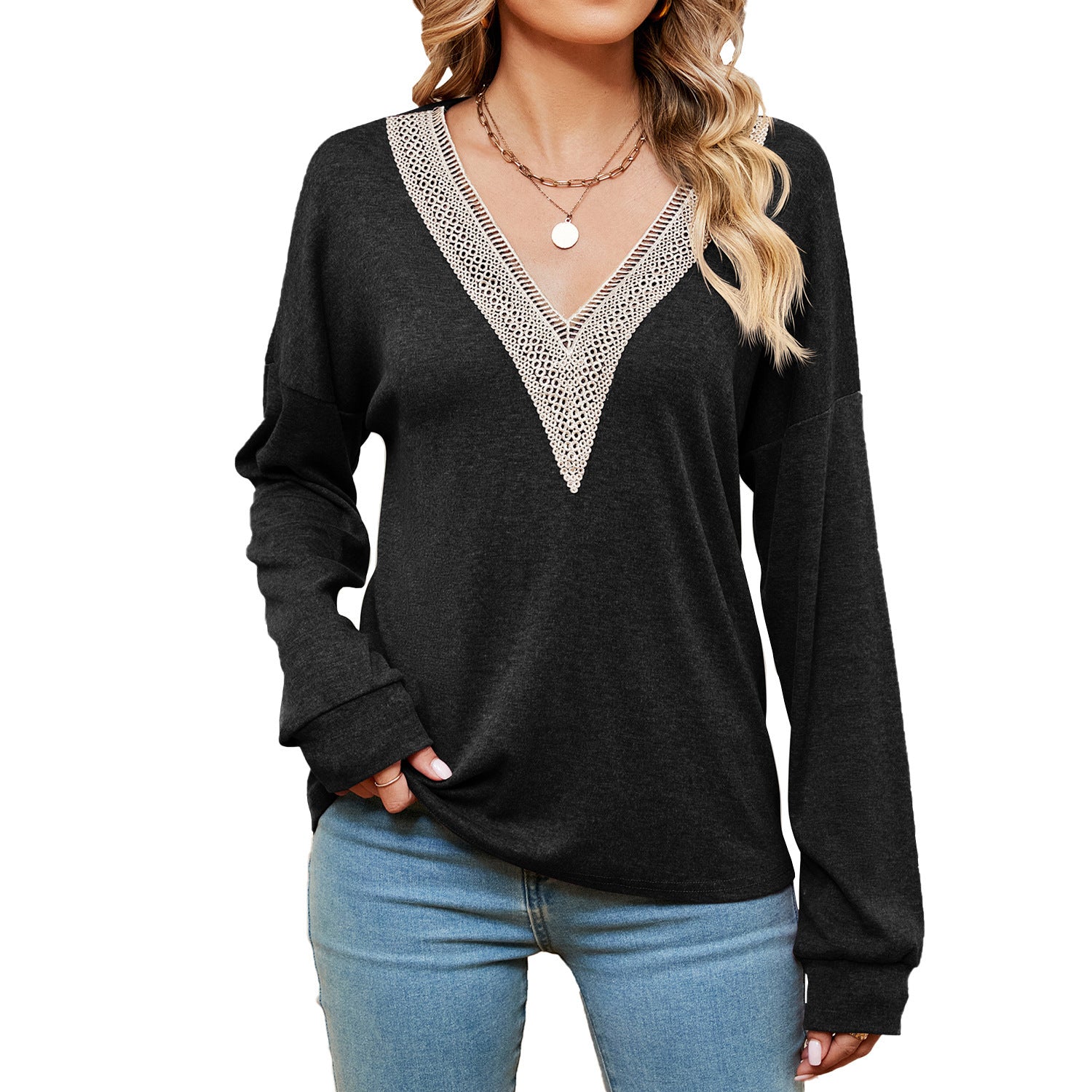 Women's Fashion Color Contrast Loose-fitting T-shirt Top - kinko