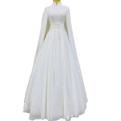 Lace Slim Long Sleeve Fishtail Wedding Dress - kinko