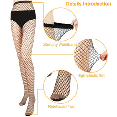 1Pc Women Fishnet Tights Sexy High Waist Fishnet Pantyhose Stretchy Mesh Hollow Out Tights Stockings With Medium Large Hole Choices