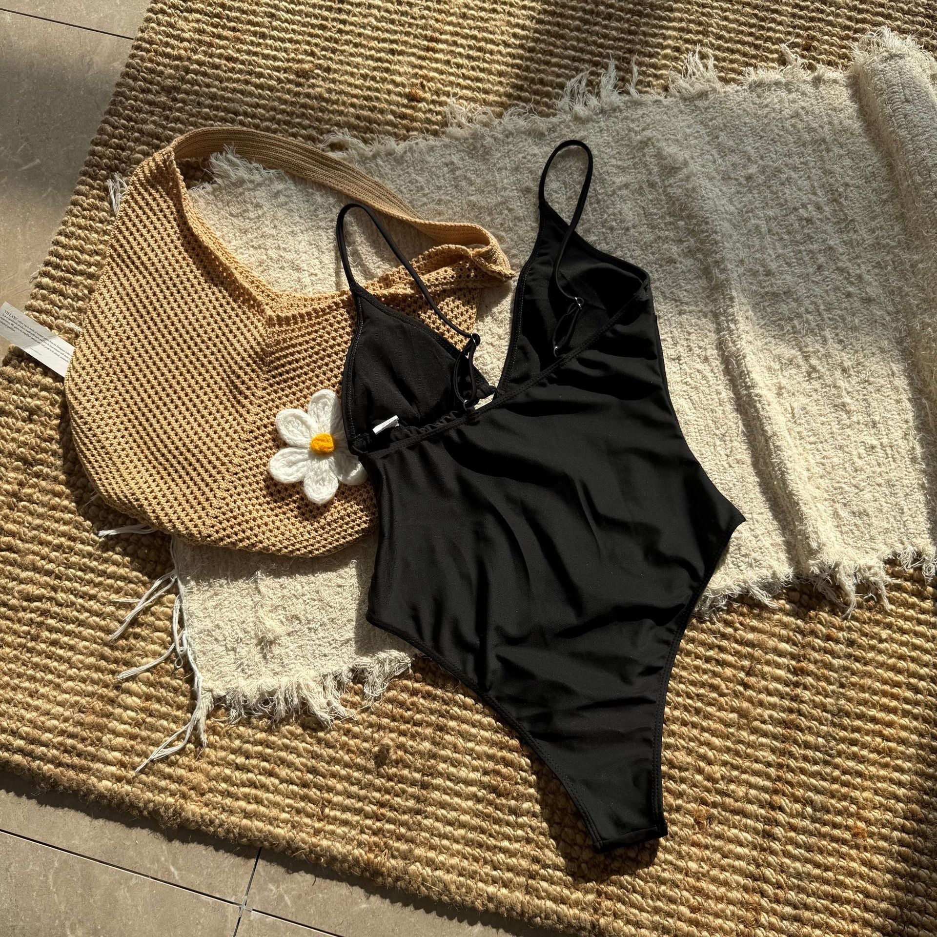 Sexy One Piece Swimsuit Women Solid Color Five Pointed Star Swimsuit - kinko Global Holdings inc
