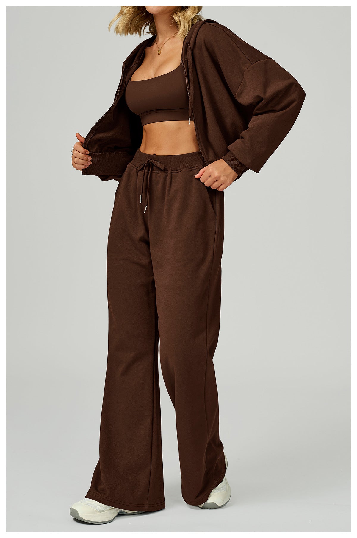 Autumn Winter Zipper Sports Sweater Hooded Casual Loose All Matching Hoodie Women Running Fitness Sportswear - kinko Global Holdings inc