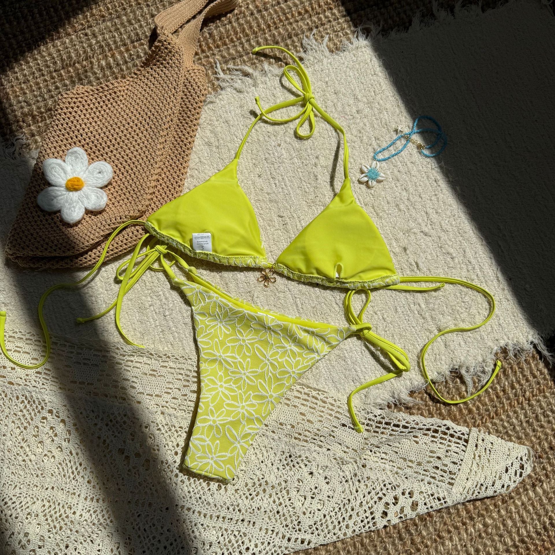Sexy Two Piece Bikini Swimsuit Women Split Halter Lace up Swimsuit - kinko Global Holdings inc