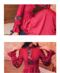 Ladies Retro Style Embroidery Dress For Women Fall Winter