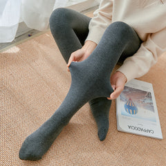 Autumn And Winter Fleece-lined Thickened Screw Cotton Vertical Stripes Base One-piece Trousers - kinko